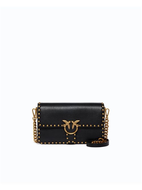Borsa a tracolla piccola Love One Slouchy in pelle con borchie